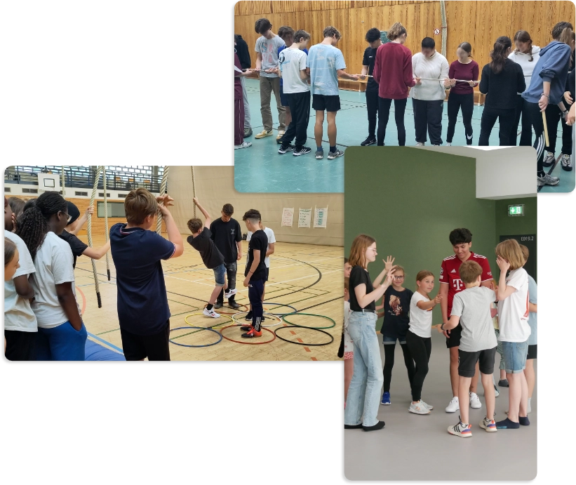 Sozialtraining für Schulen: Jugendliche stärken die Klassengemeinschaft bei Teamübungen im Sozialtraining